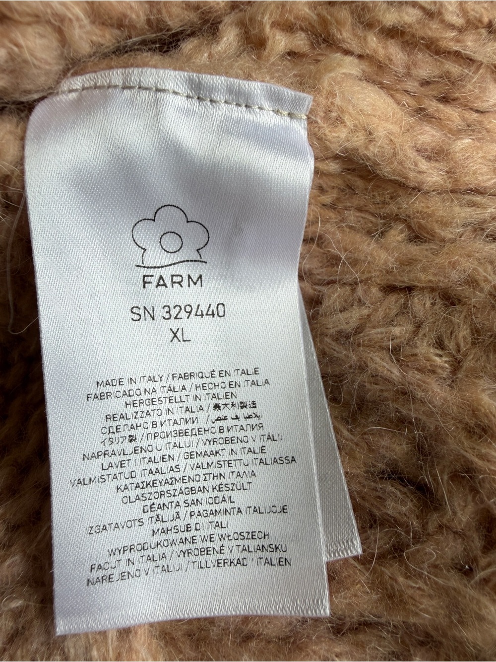 FARM Rio Sand Ruffle Knit Cardigan Mohair Wool Size XL Made in Italy - Picture 9 of 11